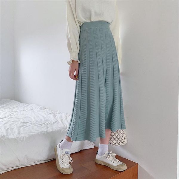 female high waist women a line knitted streetwear thicken loose elastic waist solid pleated all match long skirt, Black
female high waist women a line knitted streetwear thicken loose elastic waist solid pleated all match long skirt, Black