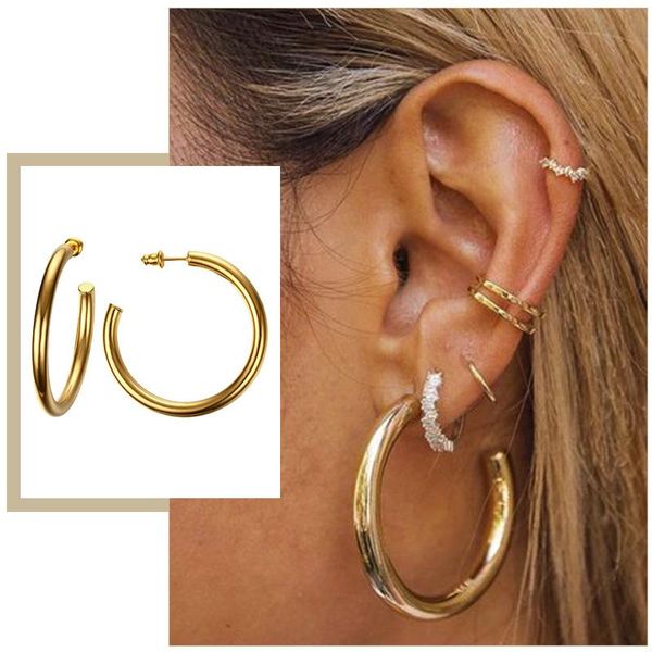 hoop & huggie chic big oversize earrings for women hollow light c shape stainless steel punk rock ear jewelry, Golden;silver
hoop & huggie chic big oversize earrings for women hollow light c shape stainless steel punk rock ear jewelry, Golden;silver