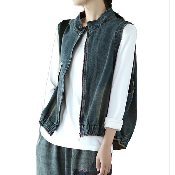 women's vests womens denim vest outwear sleeveless jacket for spring loose solid stand collar retro fashion casual a11231245, Black;white
women's vests womens denim vest outwear sleeveless jacket for spring loose solid stand collar retro fashion casual a11231245, Black;white