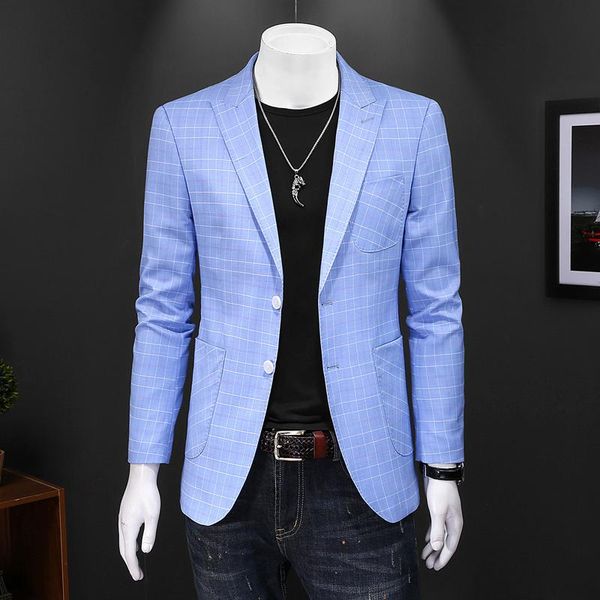 men's suits & blazers light blue plaid for men slim fit costume homme mariage jaquetas homens terno masculino casual formal blazer man, White;black
men's suits & blazers light blue plaid for men slim fit costume homme mariage jaquetas homens terno masculino casual formal blazer man, White;black