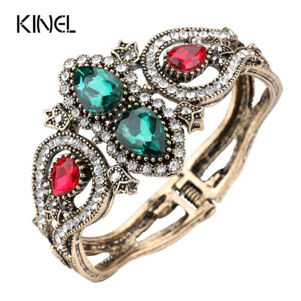 kinel new turkish jewelry big antique bangles bracelets sculpture retro gold color full crystal cuff bracelets hand accessories, Black
kinel new turkish jewelry big antique bangles bracelets sculpture retro gold color full crystal cuff bracelets hand accessories, Black