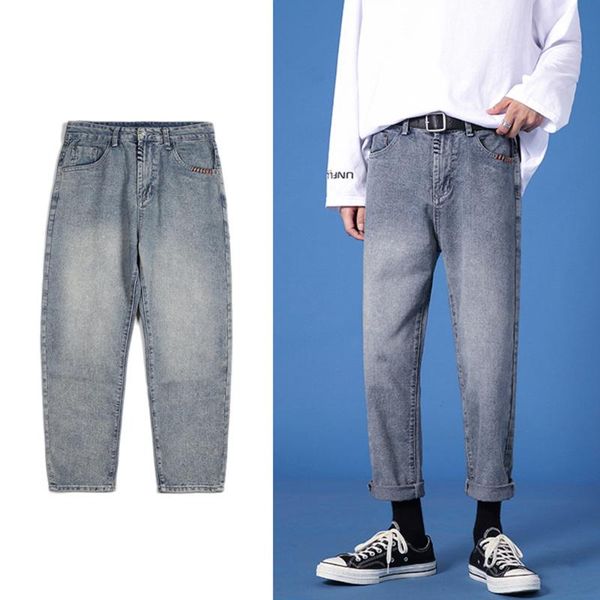 men's jeans men korean fashion washed pants mens japanese streetwear denim pencil slim casual, Blue
men's jeans men korean fashion washed pants mens japanese streetwear denim pencil slim casual, Blue