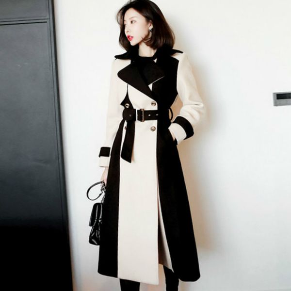 2020 winter long outer color patchwork mid-calf woolen wind coat sashes slim office work casual trench 1026, Tan;black
2020 winter long outer color patchwork mid-calf woolen wind coat sashes slim office work casual trench 1026, Tan;black