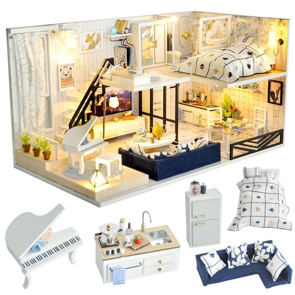 Cutebee Diy Dollhouse Wooden Doll Houses Miniature Doll House Furniture Kit Casa Music Led Toys For Children Birthday Gift Td32 Y200413