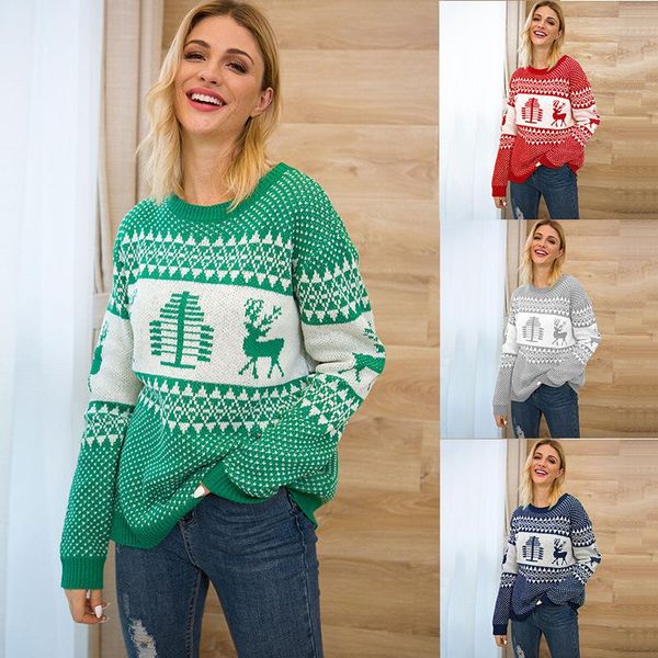 women's sweaters womens christmas sweater knitted patchwork autumn and winter casual geometric elk jacquard soft warm female, White;black
women's sweaters womens christmas sweater knitted patchwork autumn and winter casual geometric elk jacquard soft warm female, White;black