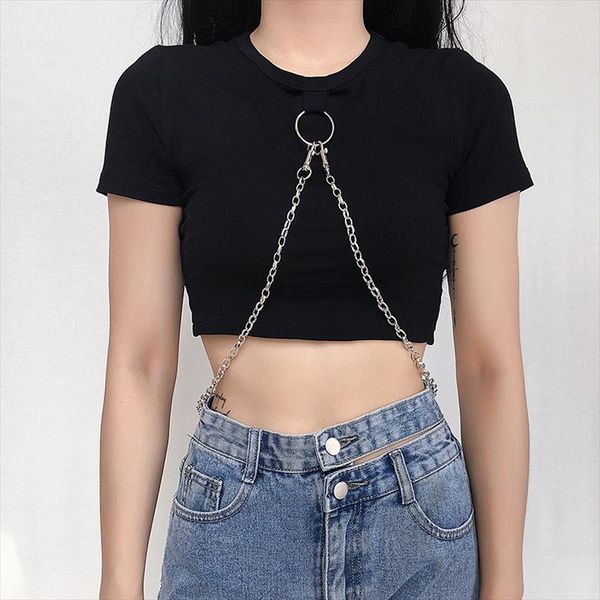 chains t shirt short sleeve slim fitness crop women summer navel bare knitted tshirt black streetwear short outfit, White
chains t shirt short sleeve slim fitness crop women summer navel bare knitted tshirt black streetwear short outfit, White