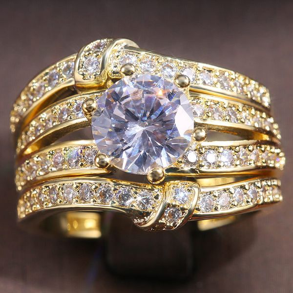 fashion 3 in 1 band ring for women exaggerated golden round zircon bridal engagement wedding rings set jewelry gifts, Silver
fashion 3 in 1 band ring for women exaggerated golden round zircon bridal engagement wedding rings set jewelry gifts, Silver