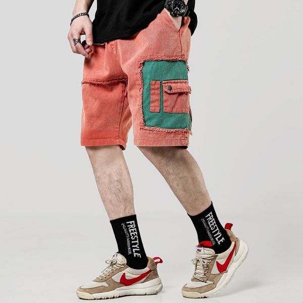 men's jeans color patchwork stylish cargo short hip hop summer male casual knee length denim streetwear ovresize, Blue
men's jeans color patchwork stylish cargo short hip hop summer male casual knee length denim streetwear ovresize, Blue