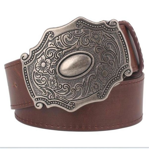 fashion women leather belt retro pattern belts antique palace style belt metal buckle classical style lady belt casual y200501, Black;brown
fashion women leather belt retro pattern belts antique palace style belt metal buckle classical style lady belt casual y200501, Black;brown