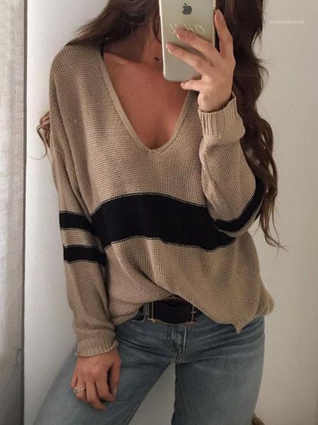 womens sweaters 2020 winter clothes women v-neck split stripe knit oversized sweater christmas jumper1, White;black
womens sweaters 2020 winter clothes women v-neck split stripe knit oversized sweater christmas jumper1, White;black