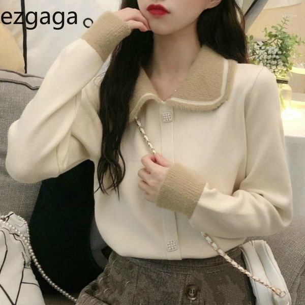 women's knits & tees ezgaga tender sweet sweater women autumn winter turn-down collar contrast single breasted knitted cardigan elegant, White
women's knits & tees ezgaga tender sweet sweater women autumn winter turn-down collar contrast single breasted knitted cardigan elegant, White