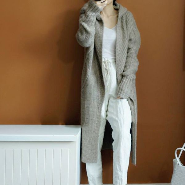 new women's coat sweater mid long hooded knitted cardigan with loose and thickened sweater coat in autumn and winter 2020 6kgmr, White;black
new women's coat sweater mid long hooded knitted cardigan with loose and thickened sweater coat in autumn and winter 2020 6kgmr, White;black