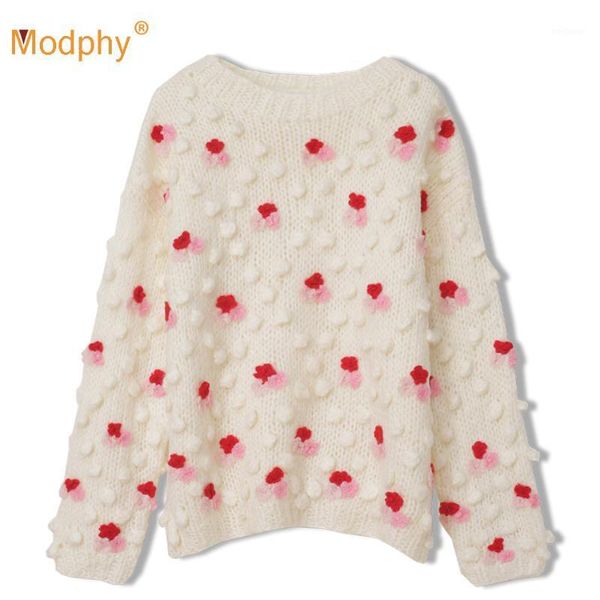 fashionable women's sweet pullover sweater 2020 winter new o-neck lantern sleeve red floral embroidery loose knitted sweater1, White;black
fashionable women's sweet pullover sweater 2020 winter new o-neck lantern sleeve red floral embroidery loose knitted sweater1, White;black