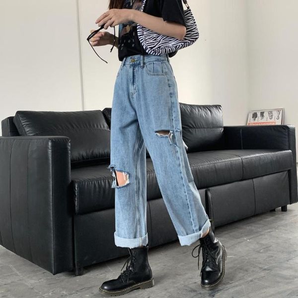 show thin film firm offers water hole of tall waist jeans female relaxed joker thin wide-legged pants, Blue
show thin film firm offers water hole of tall waist jeans female relaxed joker thin wide-legged pants, Blue