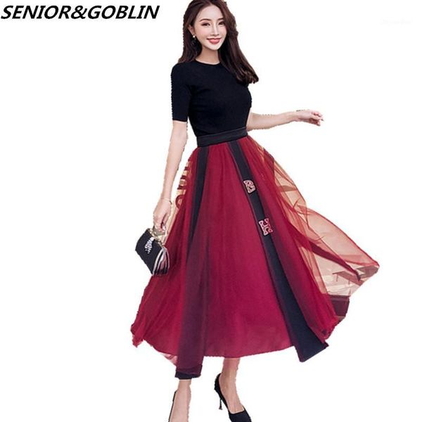 2 piece set 2019 summer women black knitted sweater t-shirt mesh long skirts patchwork red letter skirt suits1, White
2 piece set 2019 summer women black knitted sweater t-shirt mesh long skirts patchwork red letter skirt suits1, White