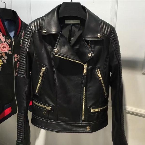 women's leather & faux real sheepskin jacket ladies genuine sheep women moto, Black
women's leather & faux real sheepskin jacket ladies genuine sheep women moto, Black