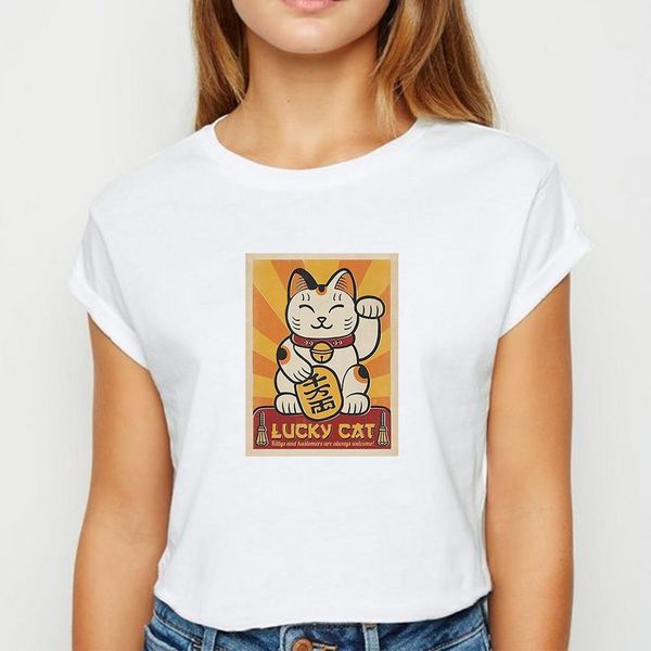 plus size lucky plutus cat tshirt ropa mujer spring summer t shirt women style funny women's shirt o-collar t-shirts, White 
plus size lucky plutus cat tshirt ropa mujer spring summer t shirt women style funny women's shirt o-collar t-shirts, White