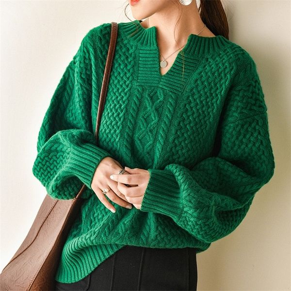 autumn winter cashmere sweater woman retro green v-neck pullover turtleneck clothes women oversized knitted long sleeve 201223, White;black
autumn winter cashmere sweater woman retro green v-neck pullover turtleneck clothes women oversized knitted long sleeve 201223, White;black