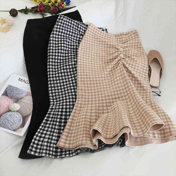 womens mermaid skirt high waist step long skirt autumn winter retro plaid tight hip button pleated knit skirts, Black
womens mermaid skirt high waist step long skirt autumn winter retro plaid tight hip button pleated knit skirts, Black