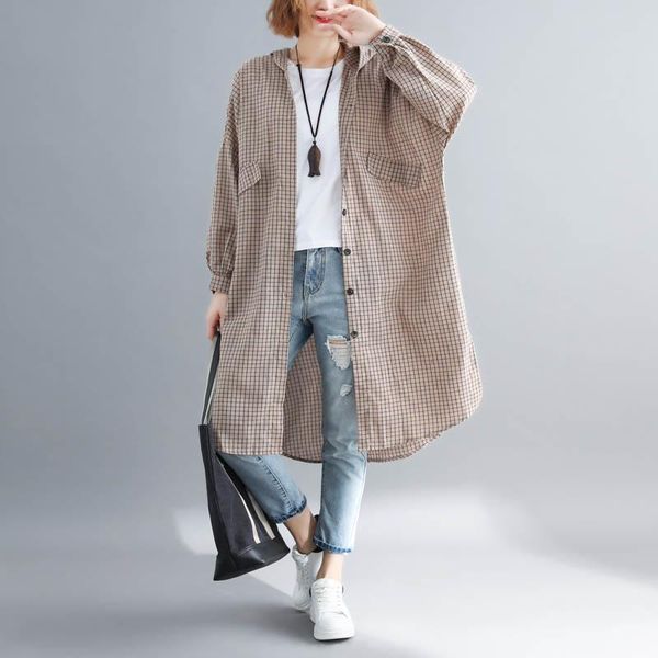 plus size women jacket long coat 2020 autumn long sleeve plaid cotton linen shirt big size vintage hooded jackets coats 5xl, Black;brown
plus size women jacket long coat 2020 autumn long sleeve plaid cotton linen shirt big size vintage hooded jackets coats 5xl, Black;brown
