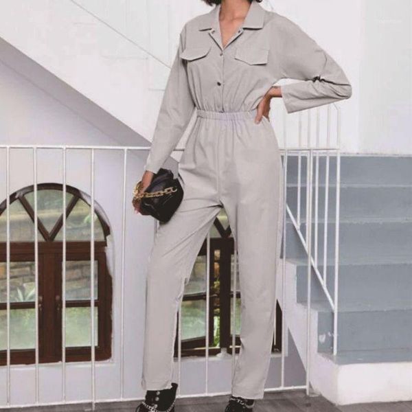 women's autumn and winter long-sleeved jumpsuit 2020 new solid color casual style button suit waist jumpsuit pantalon une pièce1, Black;white
women's autumn and winter long-sleeved jumpsuit 2020 new solid color casual style button suit waist jumpsuit pantalon une pièce1, Black;white
