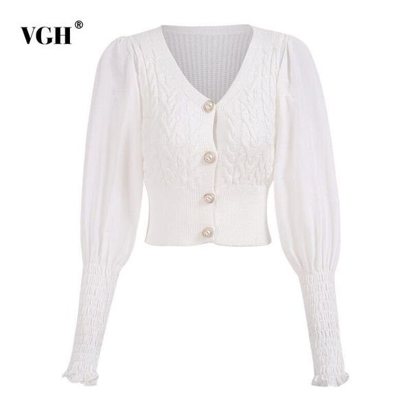 vgh patchwork knitted short for women v neck puff sleeve chic slim white t shirt female 2020 fashion new clothing autumn
vgh patchwork knitted short for women v neck puff sleeve chic slim white t shirt female 2020 fashion new clothing autumn