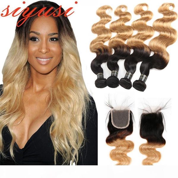 3 4 bundles 1b 27 blonde brazilian body wave virgin hair with closure ombre human hair 4x4 lace closure with hair bundles, Black;brown
3 4 bundles 1b 27 blonde brazilian body wave virgin hair with closure ombre human hair 4x4 lace closure with hair bundles, Black;brown