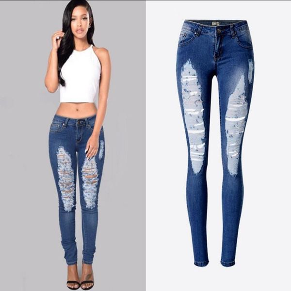 women's jeans vintage ripped hole women low waist skinny female casual denim pencil pants capris, Blue
women's jeans vintage ripped hole women low waist skinny female casual denim pencil pants capris, Blue