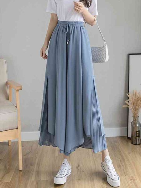 superaen double layer chiffon wide leg pants womens summer thin high waist loose korean elegant 9-point leisure pants, Black;white
superaen double layer chiffon wide leg pants womens summer thin high waist loose korean elegant 9-point leisure pants, Black;white