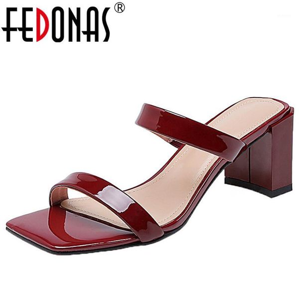 fedonas concise slippers women summer patent leather high heels party casual basic shoes woman square toe sandals plus size1, Black
fedonas concise slippers women summer patent leather high heels party casual basic shoes woman square toe sandals plus size1, Black
