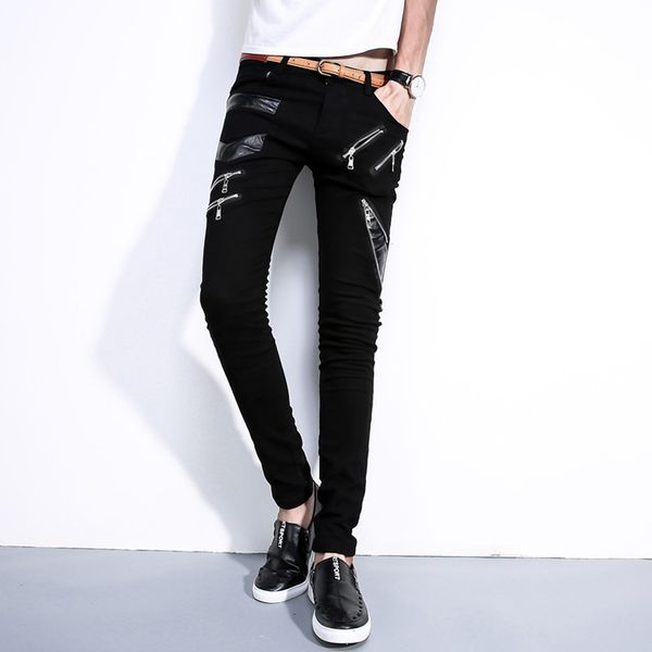 2020 spring autumn fashion zipper design leather patchwork pants men hip hop sportswear pants slim fit white skinny trousers men lj201222, Black
2020 spring autumn fashion zipper design leather patchwork pants men hip hop sportswear pants slim fit white skinny trousers men lj201222, Black