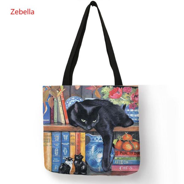 zebella масляной живописи cat печати женские повседневные сумки linen многоразовые сумки на ремне для женщин
zebella масляной живописи cat печати женские повседневные сумки linen многоразовые сумки на ремне для женщин