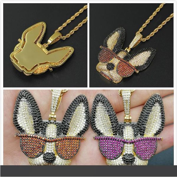 new fashion 18k gold mixed color cubic zirconia blingbling cartoon dog glasses pendant necklace hip hop diamond jewelry gifts for lovers, Silver
new fashion 18k gold mixed color cubic zirconia blingbling cartoon dog glasses pendant necklace hip hop diamond jewelry gifts for lovers, Silver