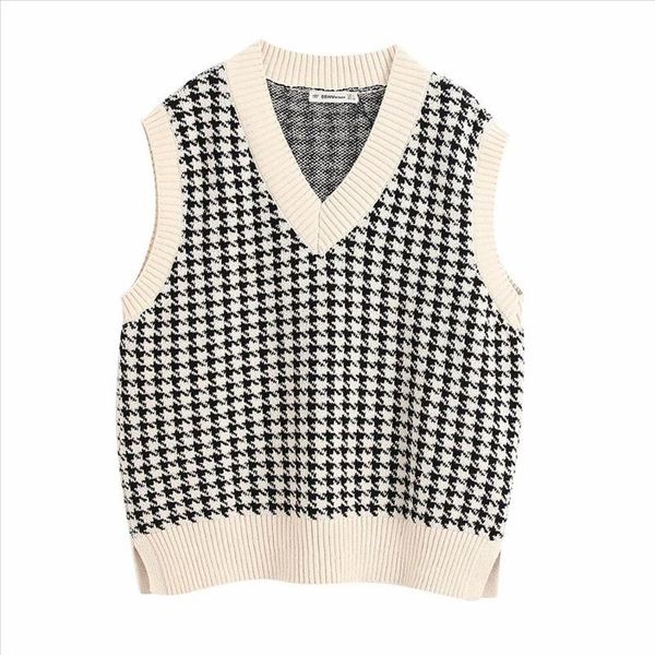 za new spring women beige black plaid sleeveless v neck vest casual soft comfortable tank female clothes, White
za new spring women beige black plaid sleeveless v neck vest casual soft comfortable tank female clothes, White