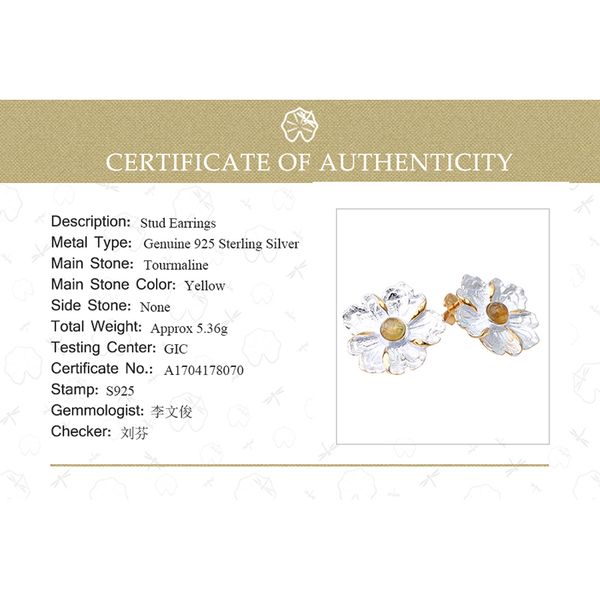 lotus fun real 925 sterling silver natural gemstone original handmade fine jewelry peony flower stud earrings for women q1219, Golden;silver
lotus fun real 925 sterling silver natural gemstone original handmade fine jewelry peony flower stud earrings for women q1219, Golden;silver