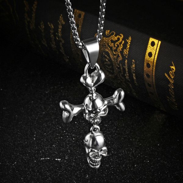 fashion design necklace pendant luxury jewelry skull bone men's titanium steel korean cross personalized punk rock domineering, Silver
fashion design necklace pendant luxury jewelry skull bone men's titanium steel korean cross personalized punk rock domineering, Silver