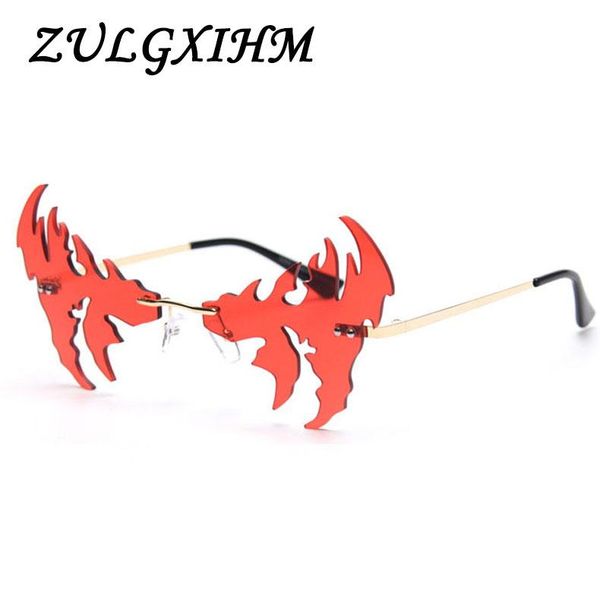 sunglasses fashion wave flame women men rimless goldfish sun glasses eyewear trending wide side party streetwear, White;black
sunglasses fashion wave flame women men rimless goldfish sun glasses eyewear trending wide side party streetwear, White;black
