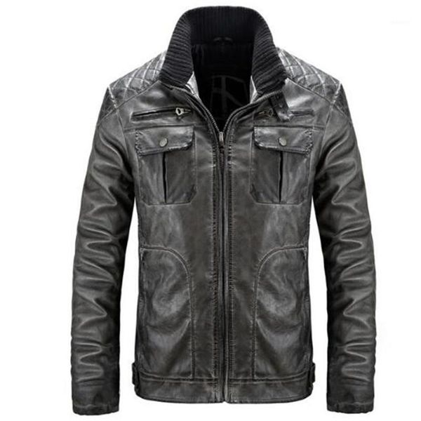 

luo xiu 3xl leather jacket fashion retro slim fat male casual pu moto leather jacket men bomber 2019 spring1, Black
