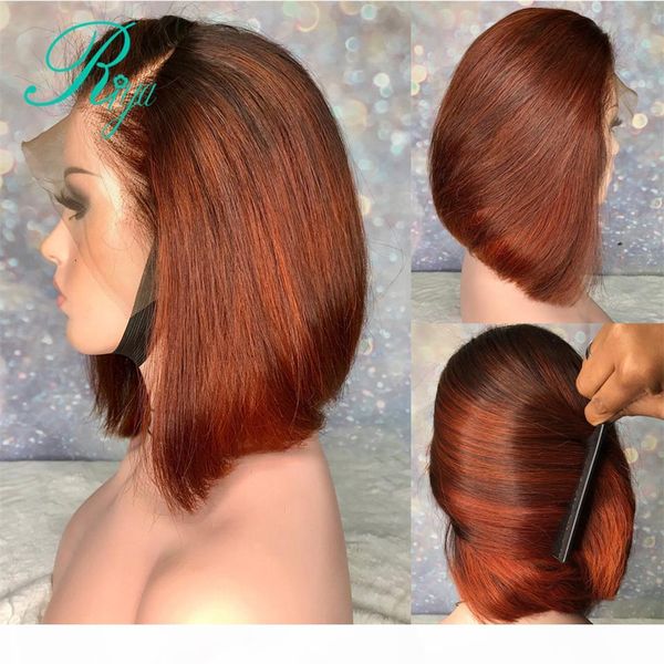 side part 13x4 150% red orange ombre color brazilian full lace front wig short bob cut blunt pixie synthetic wigs for black women, Black;brown
side part 13x4 150% red orange ombre color brazilian full lace front wig short bob cut blunt pixie synthetic wigs for black women, Black;brown