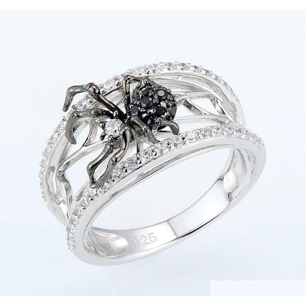 s983 fashion jewelry black spider ring zirc sqcdxr queen66, Silver
