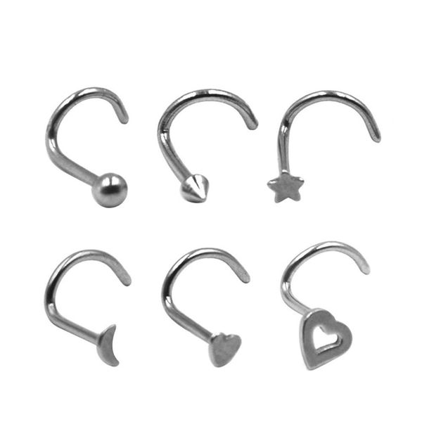 60pieces stainless steel nose screw piercing nose stud rings body jewelry retainers assorted ball spike moon heart star shapes aamqh, Silver
60pieces stainless steel nose screw piercing nose stud rings body jewelry retainers assorted ball spike moon heart star shapes aamqh, Silver
