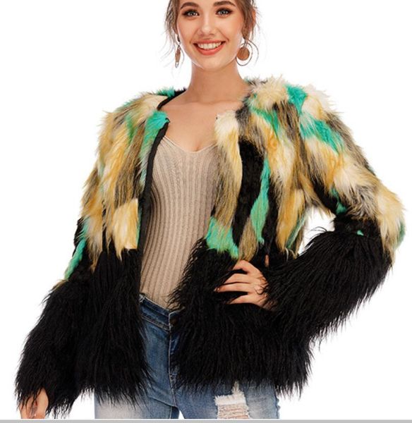new european and american fashion autumn and winter ladies short faux fur jacket stitching jacket women, Black
new european and american fashion autumn and winter ladies short faux fur jacket stitching jacket women, Black