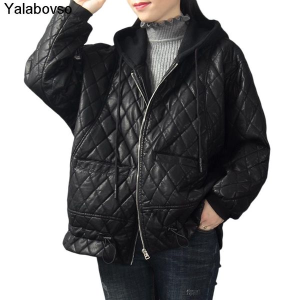 leather jacket female korean styles autumn and winter clothes large size loose casual hooded black pu coat for women
leather jacket female korean styles autumn and winter clothes large size loose casual hooded black pu coat for women