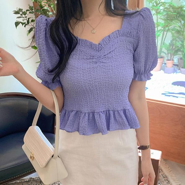 square collar women blouses puff sleeves women's ruffled chiffon shirt temperament slim 2020 summer new korean 8a0161, White
square collar women blouses puff sleeves women's ruffled chiffon shirt temperament slim 2020 summer new korean 8a0161, White