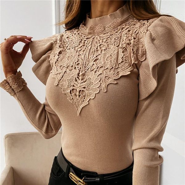 women's sweaters ruffles women sweater spring lace patchwork fashion pullover solid long sleeves soft autumn bottoming female, White;black
women's sweaters ruffles women sweater spring lace patchwork fashion pullover solid long sleeves soft autumn bottoming female, White;black