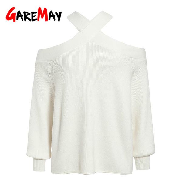 loose halter cold shoulder knitted sweater women spring casual pullover jumpers sweater elegant pull femmel sweaters 201204, White;black
loose halter cold shoulder knitted sweater women spring casual pullover jumpers sweater elegant pull femmel sweaters 201204, White;black