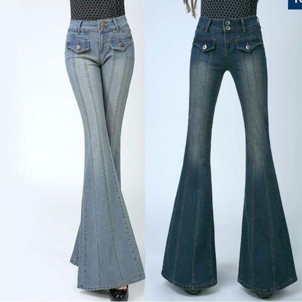 plus women's new high waist was thin strench cotton flare slim wide leg pants large size jeans trousers wj721, Blue
plus women's new high waist was thin strench cotton flare slim wide leg pants large size jeans trousers wj721, Blue