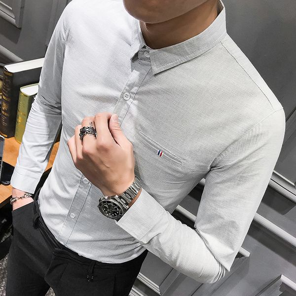 brand slim fit dress shirt for men light grey white men formal shirt mens shirts casual business camisas hombre v326 1022, White;black
brand slim fit dress shirt for men light grey white men formal shirt mens shirts casual business camisas hombre v326 1022, White;black