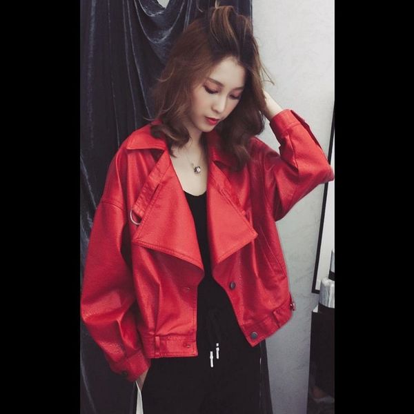 women clothes fashion 2021 new casual short pu motorcycle leather clothing female wind slim jacket women's bomber, Black;brown
women clothes fashion 2021 new casual short pu motorcycle leather clothing female wind slim jacket women's bomber, Black;brown