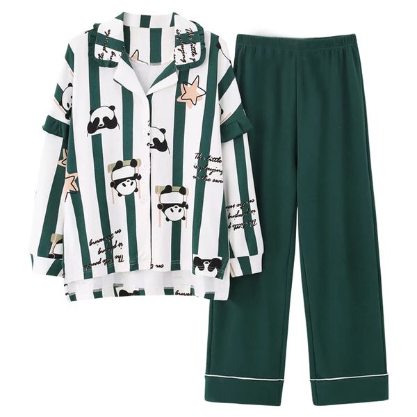 panda cute print womens pajamas set ladies cotton homewear full length sleepwear 201113, Black;red
panda cute print womens pajamas set ladies cotton homewear full length sleepwear 201113, Black;red
